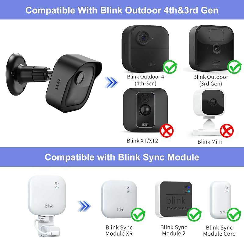 Blink Outdoor 4 (4th Gen) Wall Mount, Weatherproof Protective Cover and 360 Degree Adjustable Mount with Blink Sync Module Mount for Outdoor Indoor Security Camera (Black, 1 Pack) - Image 2