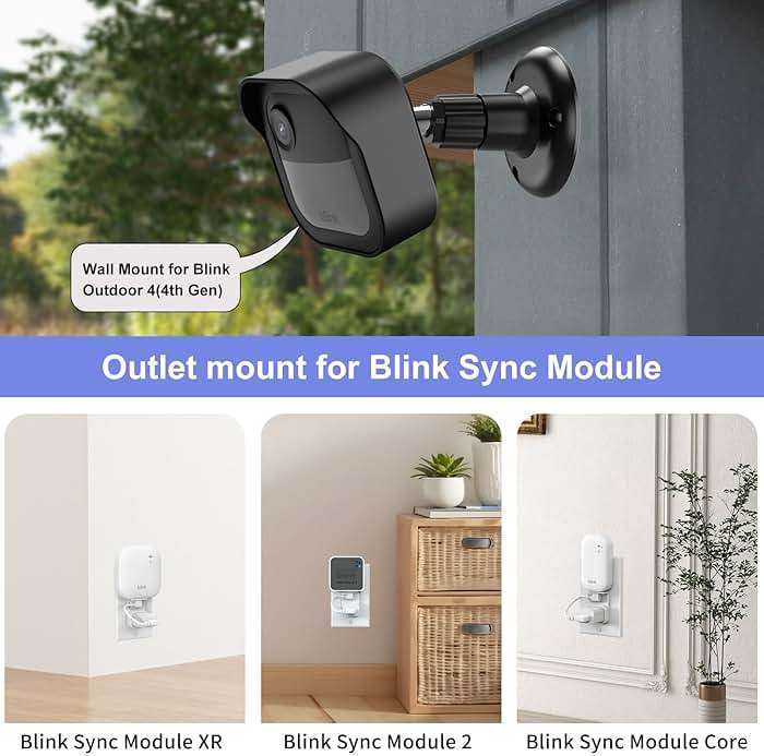 Blink Outdoor 4 (4th Gen) Wall Mount, Weatherproof Protective Cover and 360 Degree Adjustable Mount with Blink Sync Module Mount for Outdoor Indoor Security Camera (Black, 1 Pack) - Image 6