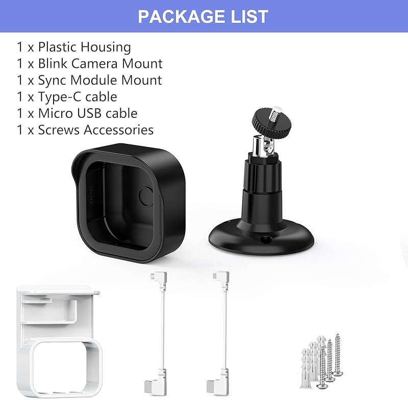 Blink Outdoor 4 (4th Gen) Wall Mount, Weatherproof Protective Cover and 360 Degree Adjustable Mount with Blink Sync Module Mount for Outdoor Indoor Security Camera (Black, 1 Pack) - Image 7