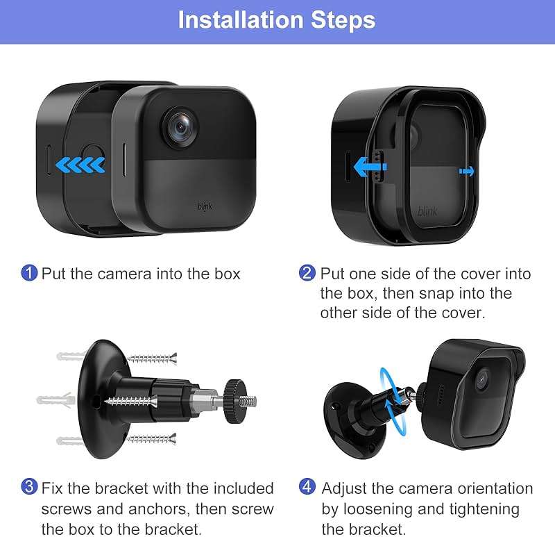Blink Outdoor 4 (4th Gen) Wall Mount, Weatherproof Protective Cover and 360 Degree Adjustable Mount with Blink Sync Module Mount for Outdoor Indoor Security Camera (Black, 1 Pack) - Image 8