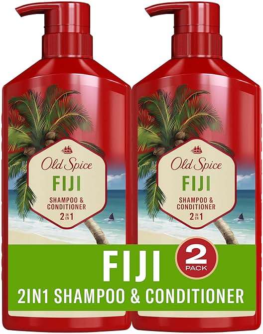 Old Spice Mens 2-in-1 Shampoo and Conditioner Set, Fiji, Coconut & Tropical Wood Scent, For All Hair Types, Healthier, Fuller, Moisturized Looking Hair, 21.9 fl oz Each, Twin Pack - Image 1