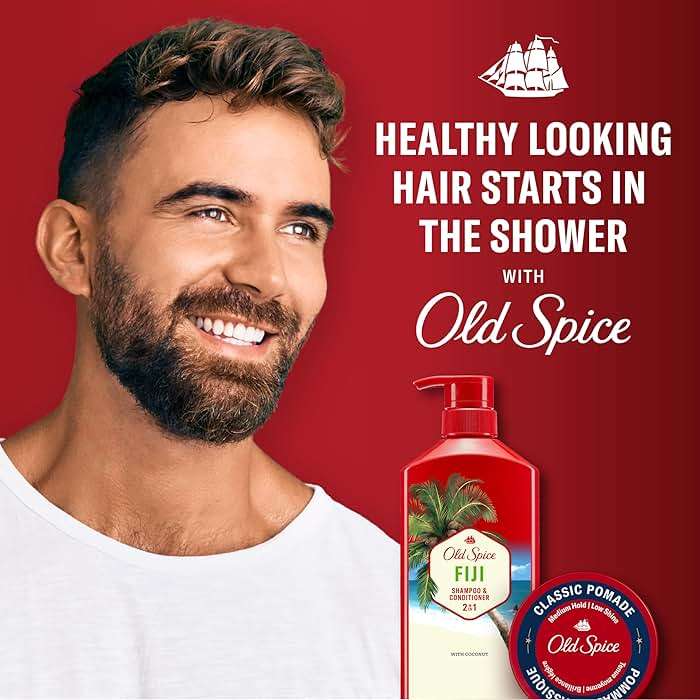 Old Spice Mens 2-in-1 Shampoo and Conditioner Set, Fiji, Coconut & Tropical Wood Scent, For All Hair Types, Healthier, Fuller, Moisturized Looking Hair, 21.9 fl oz Each, Twin Pack - Image 7