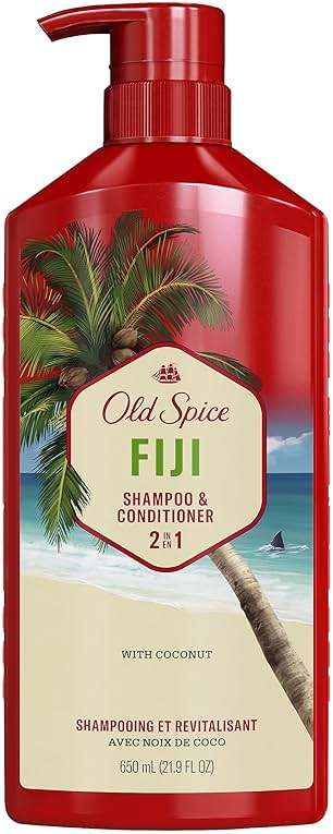 Old Spice Mens 2-in-1 Shampoo and Conditioner Set, Fiji, Coconut & Tropical Wood Scent, For All Hair Types, Healthier, Fuller, Moisturized Looking Hair, 21.9 fl oz Each, Twin Pack - Image 8