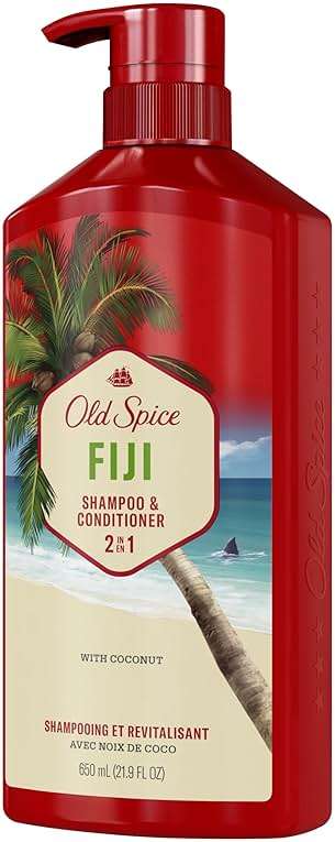 Old Spice Mens 2-in-1 Shampoo and Conditioner Set, Fiji, Coconut & Tropical Wood Scent, For All Hair Types, Healthier, Fuller, Moisturized Looking Hair, 21.9 fl oz Each, Twin Pack - Image 9