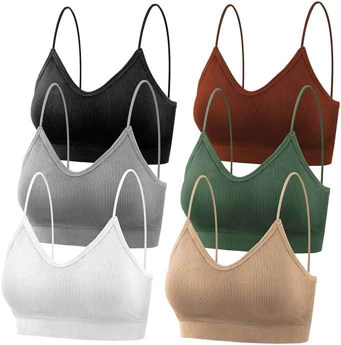 selizo 6 Pcs Sports Bras Pack - V Neck Cami Bralettes for Women - Image 1