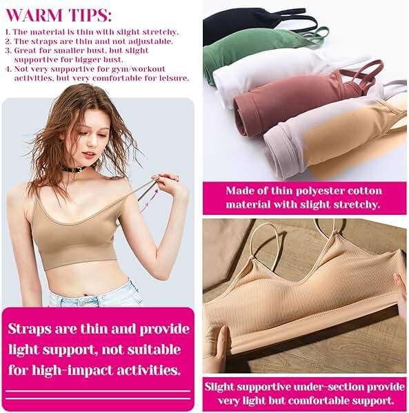 selizo 6 Pcs Sports Bras Pack - V Neck Cami Bralettes for Women - Image 3