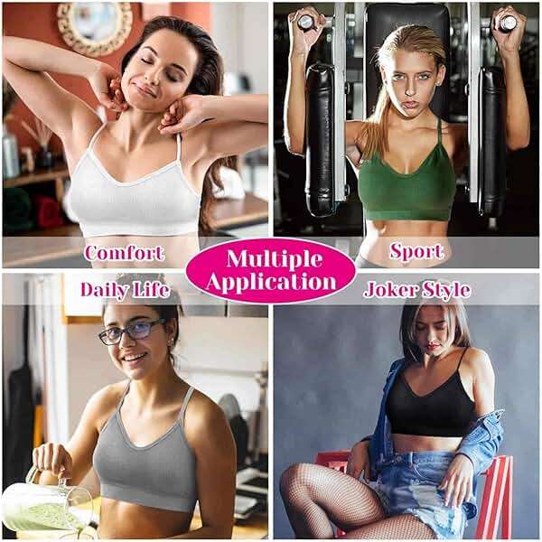 selizo 6 Pcs Sports Bras Pack - V Neck Cami Bralettes for Women - Image 7