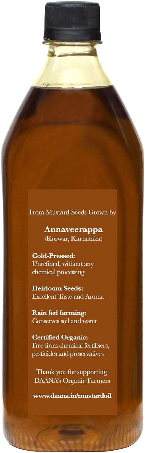 Daana Mustard Oil: CERTIFIED USDA ORGANIC, EXTRA VIRGIN, COLD PRESSED 34 Oz (Pack of 1) - Image 4