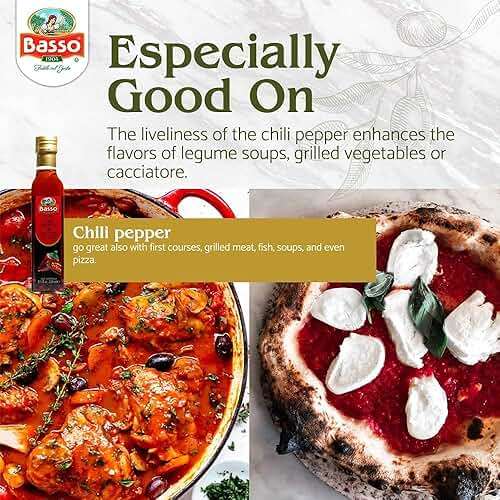 BASSO 1904 - Spicy Chili Oil, Infused Premium Olive Oil, 8.5 Fl Oz (250 ml) | Hot Chili Infused with Extra Virgin Olive Oil for Drizzle, Cooking, Dipping, Dressing and Tasting, Product of Italy - Image 7