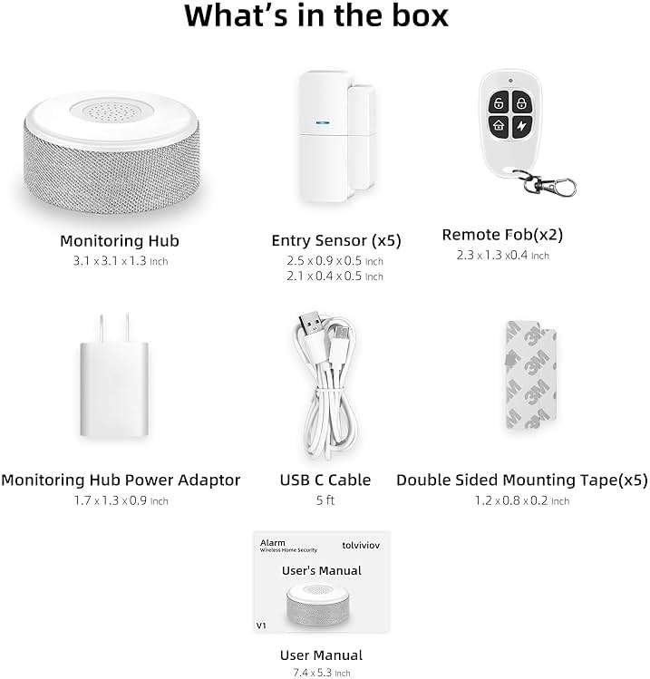 WiFi Door Alarm System, Wireless DIY Smart Home Security System, with Phone APP Alert, 8 Pieces-Kit (Alarm Siren, Door Window Sensor, Remote), Work with Alexa, for House, Apartment, by tolviviov - Image 9