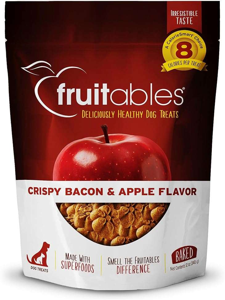 Fruitables Baked Dog Treats, Healthy Pumpkin Treat for Dogs, Low Calorie & Delicious, Free of Wheat, Corn and Soy, Made in the USA, Apple and Crispy Bacon Flavor, 12oz - Image 1