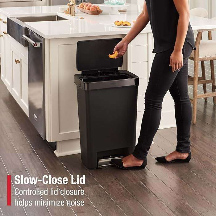 Rubbermaid Premier Series IV Step-On Trash Can for Home and Kitchen, 12.4 Gallon, Stainless Steel Lid Charcoal, for Home/Kitchen/Garage/Apartment/Office - Image 2