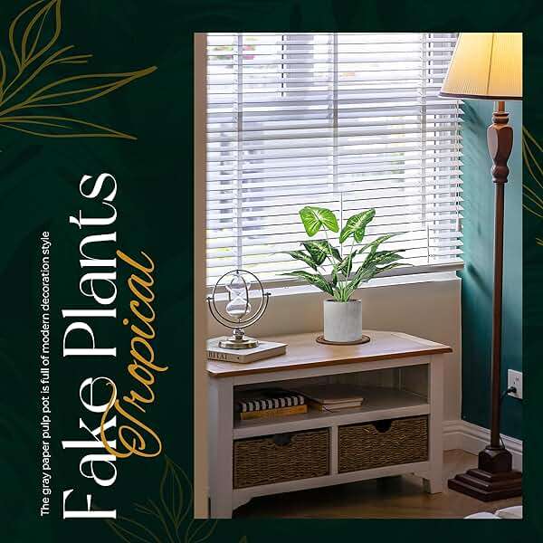 WUKOKU 2pcs Fake Plants 16" Faux Plants Artificial Tropical Plants Indoor for Home Office Desk Kitchen Bathroom Table Shelf Decor - Image 5