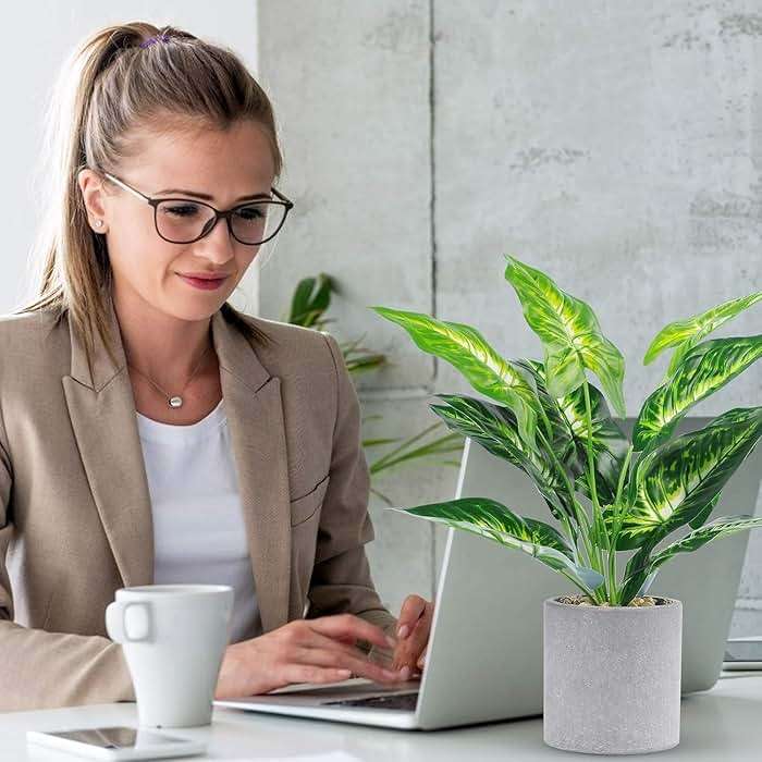 WUKOKU 2pcs Fake Plants 16" Faux Plants Artificial Tropical Plants Indoor for Home Office Desk Kitchen Bathroom Table Shelf Decor - Image 7