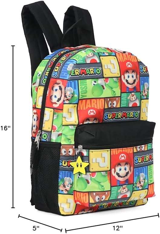 Super Mario 16" Allover Print Character School Backpack - Image 2
