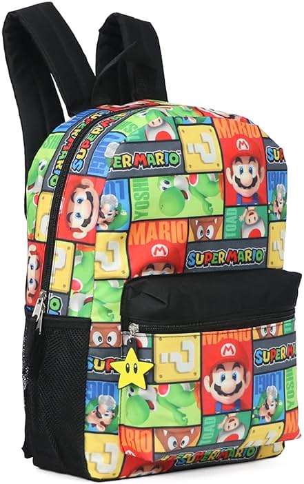 Super Mario 16" Allover Print Character School Backpack - Image 3