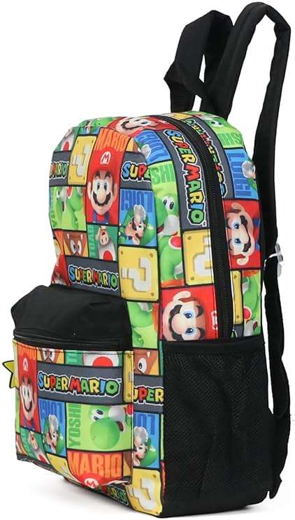Super Mario 16" Allover Print Character School Backpack - Image 5