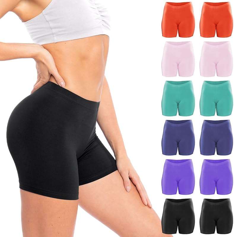 Sexy Basics Women's 12 Pack Cotton Stretch Light Weight Boyshort Boxer Brief Undershorts - Image 1