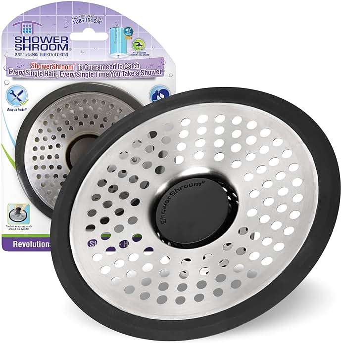 ShowerShroom SHSULT755 Ultra Revolutionary Shower Hair Catcher Drain Protector, No Size, Stainless - Image 1