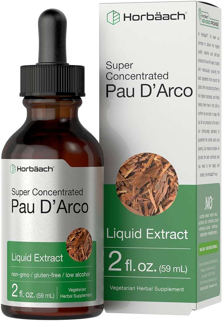 Horbaach PAU D'Arco Tincture | Inner Bark Extract | 2 fl oz | Low Alcohol Liquid Drops | Vegetarian, Non-GMO & Gluten Free Supplement - Image 1