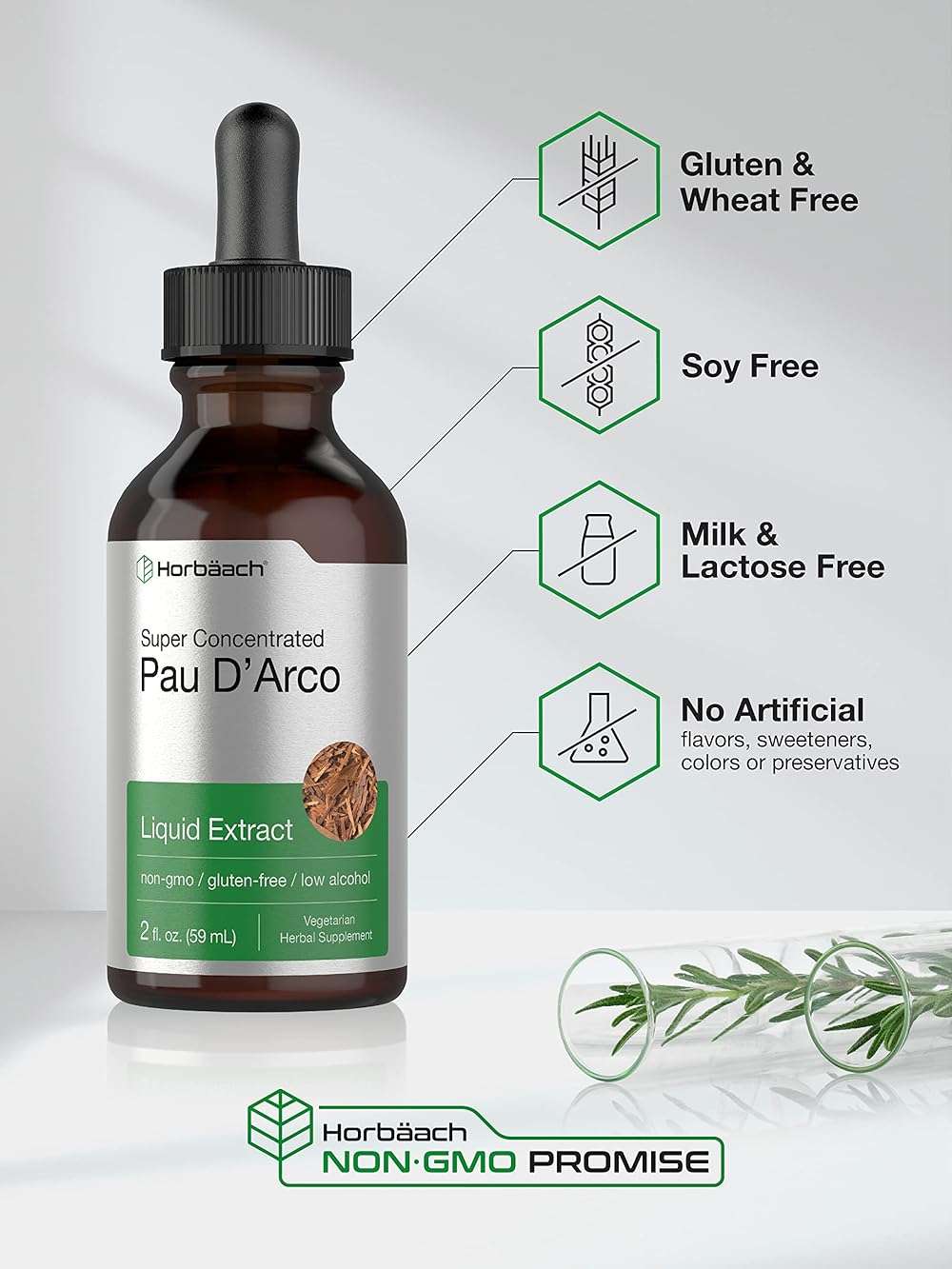 Horbaach PAU D'Arco Tincture | Inner Bark Extract | 2 fl oz | Low Alcohol Liquid Drops | Vegetarian, Non-GMO & Gluten Free Supplement - Image 4