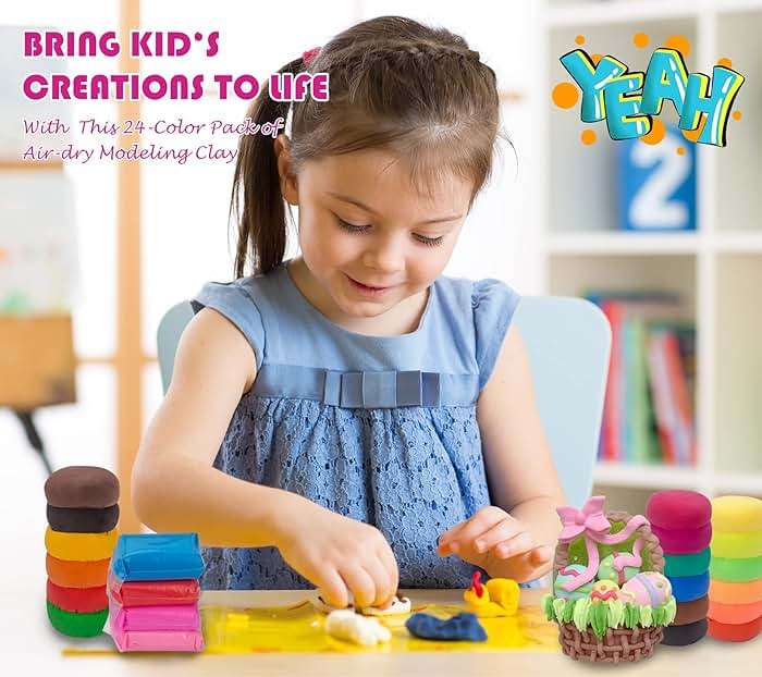 Air Dry Modeling Clay Kit - 24 Colors with 3 Sculpting Tools - Magic Foam Clay for Kids & Adults - DIY Molding Gift for Boys & Girls - Image 7