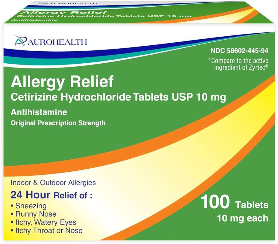 Aurohealth Non-Drowsy Allergy Relief Antihistamine Cetirizine Tablets 10mg, 100 Count - Image 2
