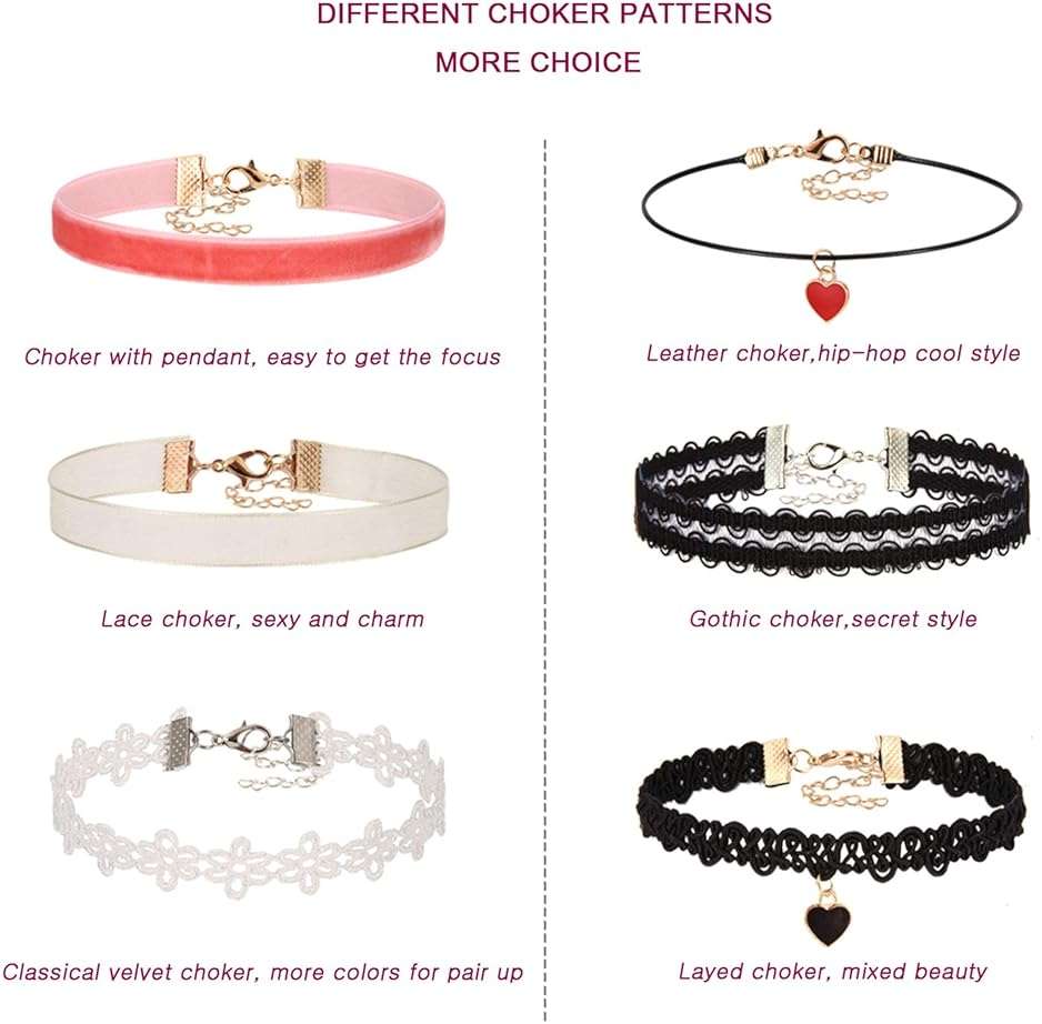 K&Q 60 PCS Choker Necklace, Classic Stretch Colorful Gothic Collar Tattoo Necklace AndBlack Layered Cute Lace Velvet Choker Necklace Set for teenagers and Women - Image 2