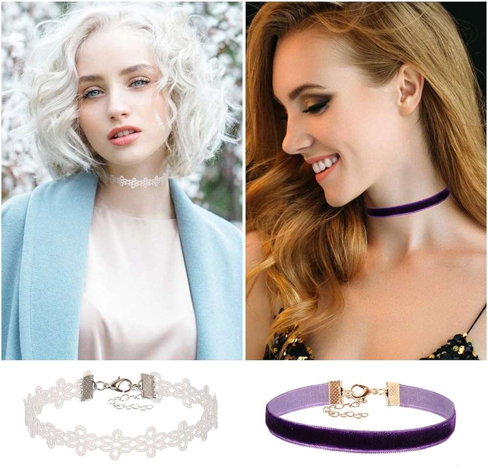 K&Q 60 PCS Choker Necklace, Classic Stretch Colorful Gothic Collar Tattoo Necklace AndBlack Layered Cute Lace Velvet Choker Necklace Set for teenagers and Women - Image 3