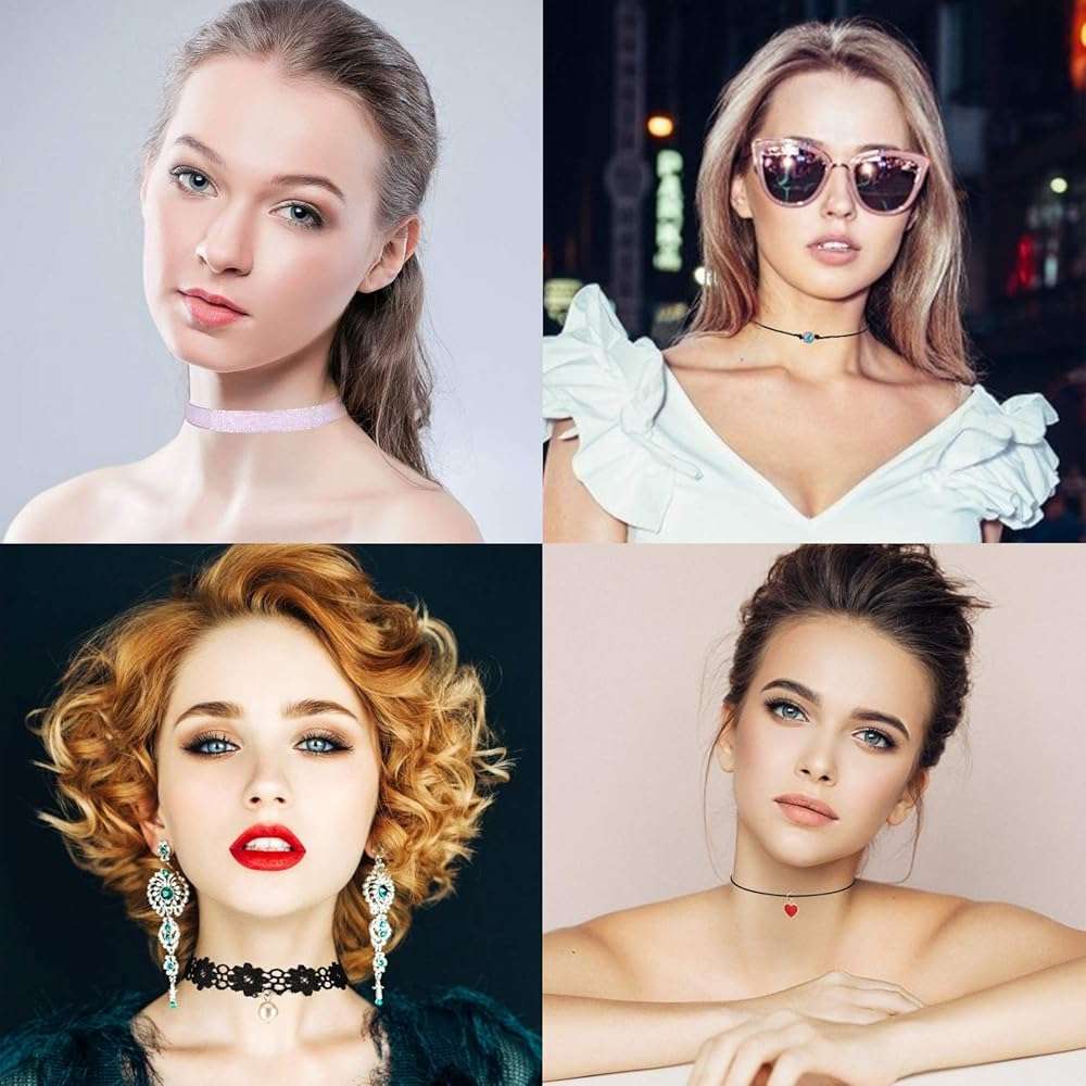 K&Q 60 PCS Choker Necklace, Classic Stretch Colorful Gothic Collar Tattoo Necklace AndBlack Layered Cute Lace Velvet Choker Necklace Set for teenagers and Women - Image 5