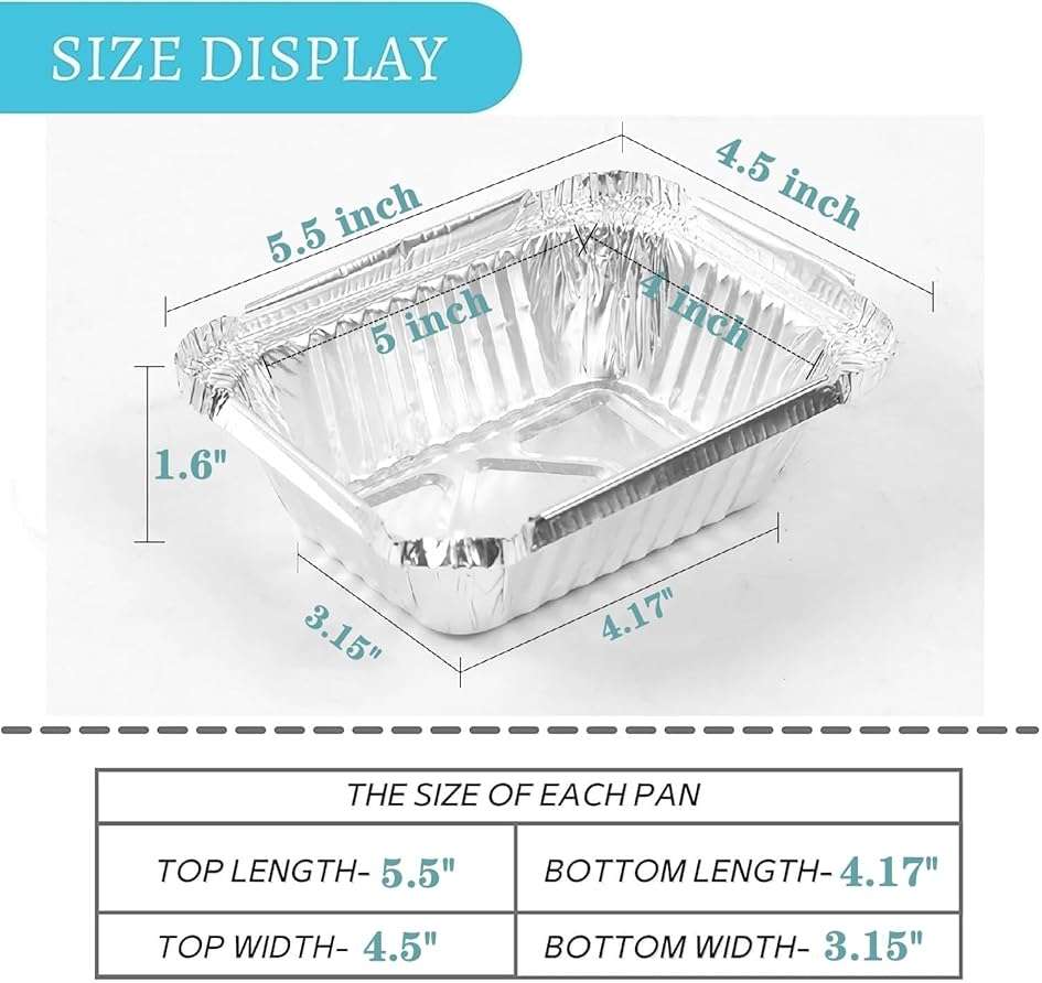 FUIIKEEM 1 Lb Small Aluminum Pans with Lids(40 Pack - 5"×4") Tin Foil Pans Disposable Cookware- Cardboard Lids, for Cooking Baking Party Meal,Takeout Trays - To Go Disposable Food Container - Image 3