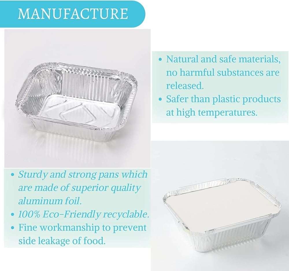 FUIIKEEM 1 Lb Small Aluminum Pans with Lids(40 Pack - 5"×4") Tin Foil Pans Disposable Cookware- Cardboard Lids, for Cooking Baking Party Meal,Takeout Trays - To Go Disposable Food Container - Image 5