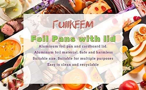 FUIIKEEM 1 Lb Small Aluminum Pans with Lids(40 Pack - 5"×4") Tin Foil Pans Disposable Cookware- Cardboard Lids, for Cooking Baking Party Meal,Takeout Trays - To Go Disposable Food Container - Image 9