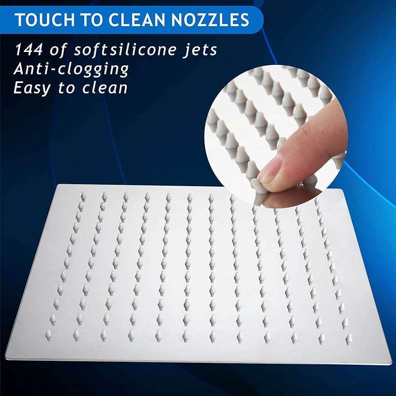 Voolan Rain Shower Head - High Flow Large Rainfall Shower Heads Made of Stainless Steel - Waterfall Bathroom Square Showerhead - Ceiling or Wall Mount (12" Chrome) - Image 5