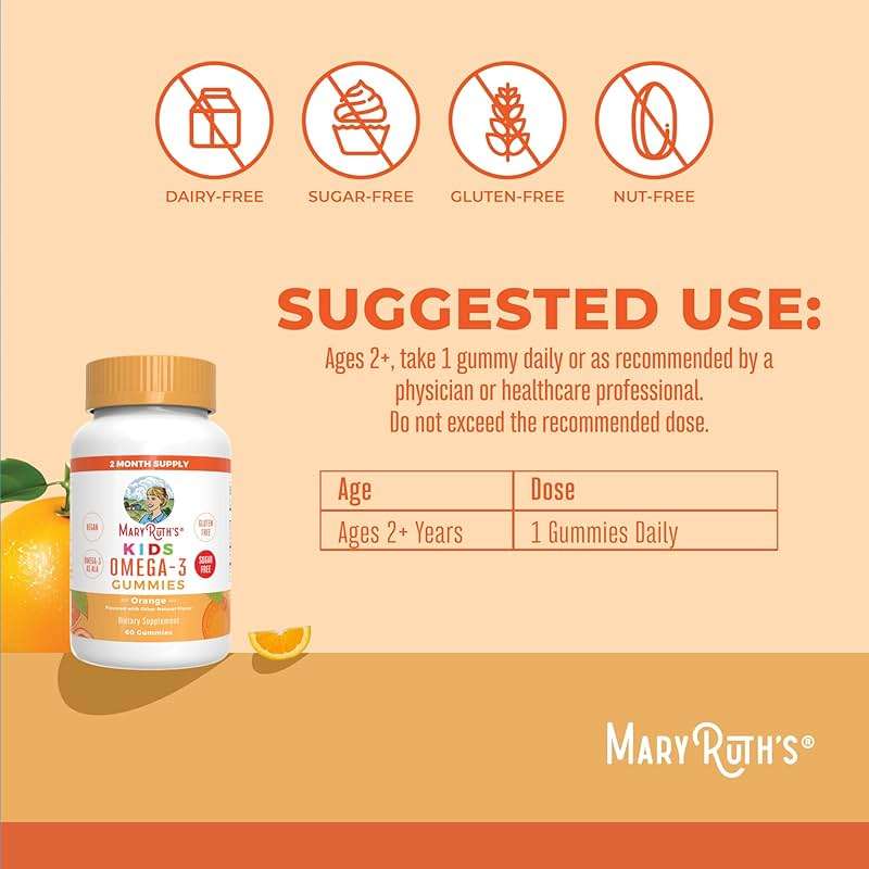 MARYRUTH'S Vegan Omega 3 Gummies for Kids 4 2 Month Supply | Sugar Free | Omega 3 Supplement with Vitamin C | Flaxseed Oil | Immune Support | Essential Nutrient ALA | No Fish Taste | 60 Count - Image 3