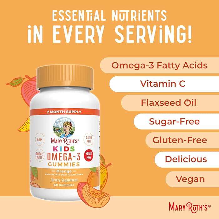 MARYRUTH'S Vegan Omega 3 Gummies for Kids 4 2 Month Supply | Sugar Free | Omega 3 Supplement with Vitamin C | Flaxseed Oil | Immune Support | Essential Nutrient ALA | No Fish Taste | 60 Count - Image 7