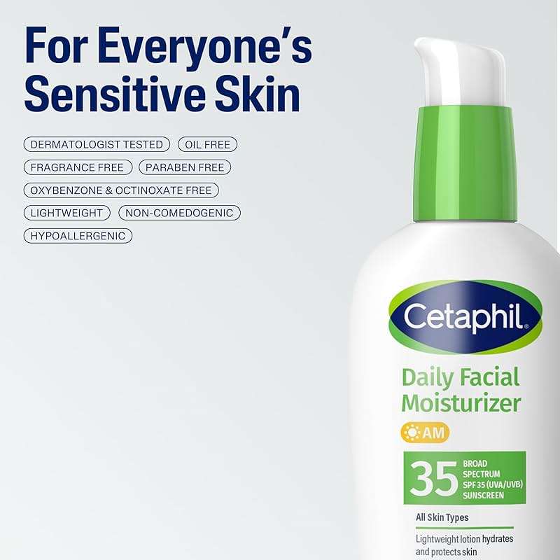 Cetaphil Face Moisturizer, Daily Oil Free Facial Moisturizer with SPF 35, For Dry or Oily Combination Sensitive Skin, Fragrance Free Face Lotion - Image 7
