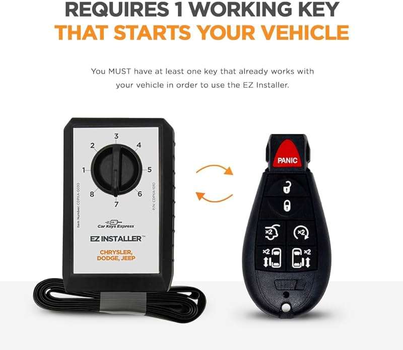 Simple Key Programmer & Key Fob for Select Chrysler, Dodge, Jeep, Ram, Volkswagen Vehicles (Interchangeable 5 & 7 Button keypads) - Image 4