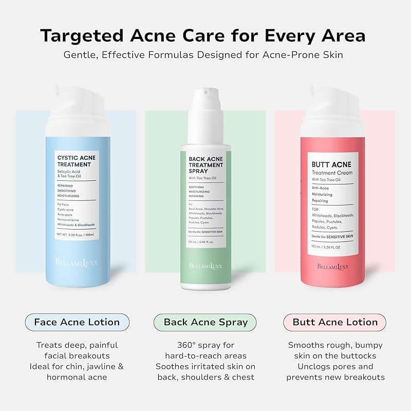 BellamiLuxx Butt Acne Clearing Treatment Cream: Body Acne Treatment for Folliculitis and Pimples on Buttocks, Thighs, and Body with 2% Salicylic Acid & Tea Tree Oil - Butt Cream for Smooth Skin - Image 6