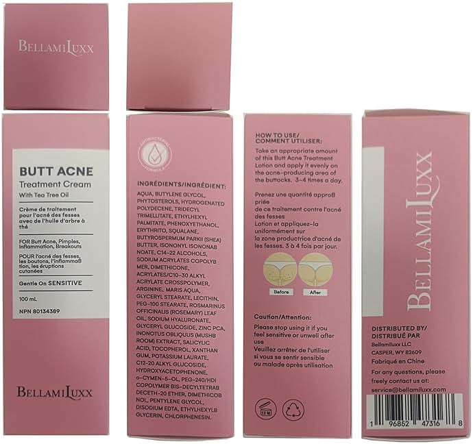 BellamiLuxx Butt Acne Clearing Treatment Cream: Body Acne Treatment for Folliculitis and Pimples on Buttocks, Thighs, and Body with 2% Salicylic Acid & Tea Tree Oil - Butt Cream for Smooth Skin - Image 8