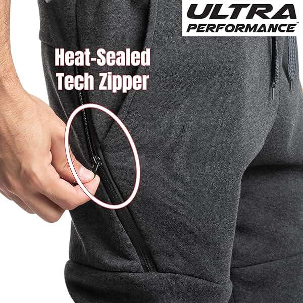 Ultra Performance 3 Pack Fleece Active Tech Joggers for Men, Mens Sweatpants with Zipper Pockets - Image 4
