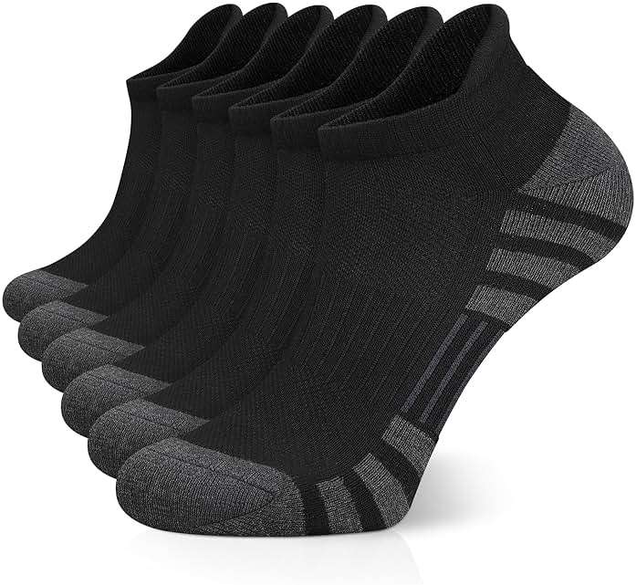 Airacker Ankle Athletic Running Socks Cushioned Breathable Low Cut Sports Tab Socks for Men and Women (6 Pairs) - Image 1