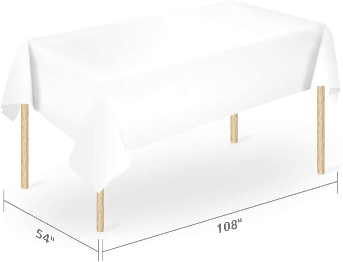 POSATE Plastic Table Cloth for Parties, Disposable Tablecloth 54" x 108", Pack of 6, White Rectangle - Image 3