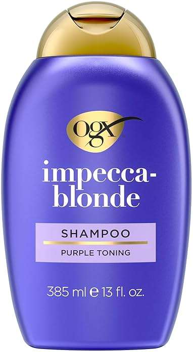OGX Color Care + Impecca-Blonde Purple Shampoo, Highly-Pigmented Toning Shampoo for Blonde, Silver, & Lightened Hair, Hair Wash to Correct Yellow Tones & Protect from Color Fade, 13 fl. oz - Image 1