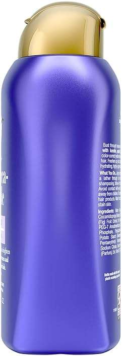 OGX Color Care + Impecca-Blonde Purple Shampoo, Highly-Pigmented Toning Shampoo for Blonde, Silver, & Lightened Hair, Hair Wash to Correct Yellow Tones & Protect from Color Fade, 13 fl. oz - Image 5