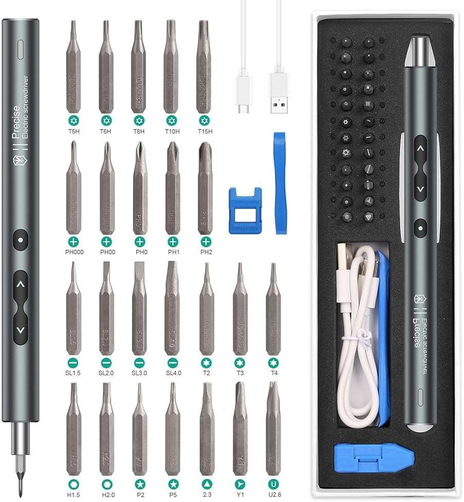 ORIA Electric Screwdriver, 28 in 1 Mini Precision Screwdriver Set, Rechargeable Repair Tools Kit, with Type-C Charging for Smartphones,Toys, PC - Image 1
