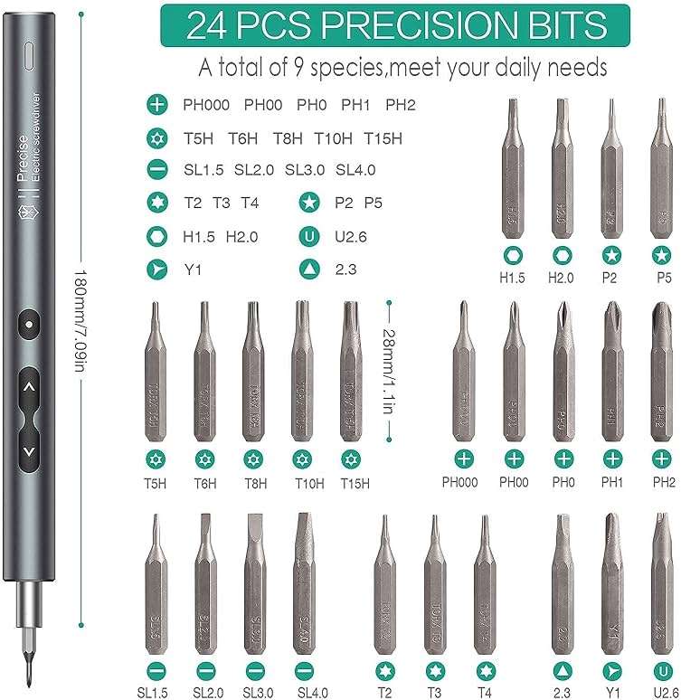 ORIA Electric Screwdriver, 28 in 1 Mini Precision Screwdriver Set, Rechargeable Repair Tools Kit, with Type-C Charging for Smartphones,Toys, PC - Image 2