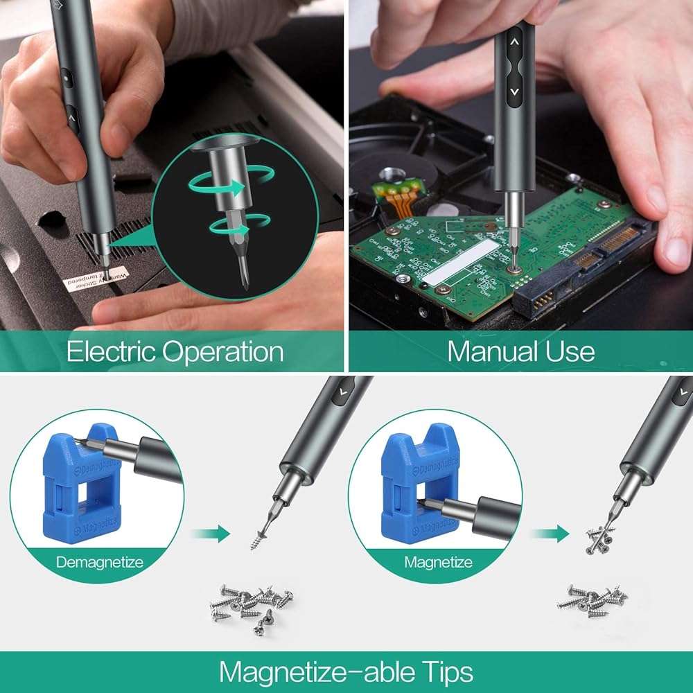 ORIA Electric Screwdriver, 28 in 1 Mini Precision Screwdriver Set, Rechargeable Repair Tools Kit, with Type-C Charging for Smartphones,Toys, PC - Image 5