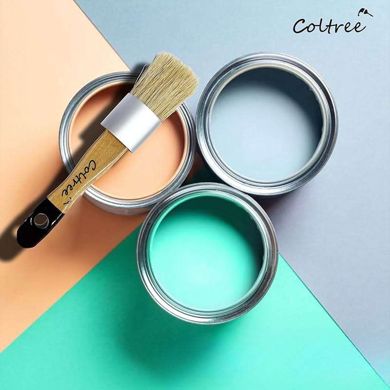 Coltree Chalk Paint Brushes for Furniture, 2 Pcs Boar Hair Bristles Round/Flat Wax Paint Brushes, Suitable for Chalk Paint and Wax - Image 2