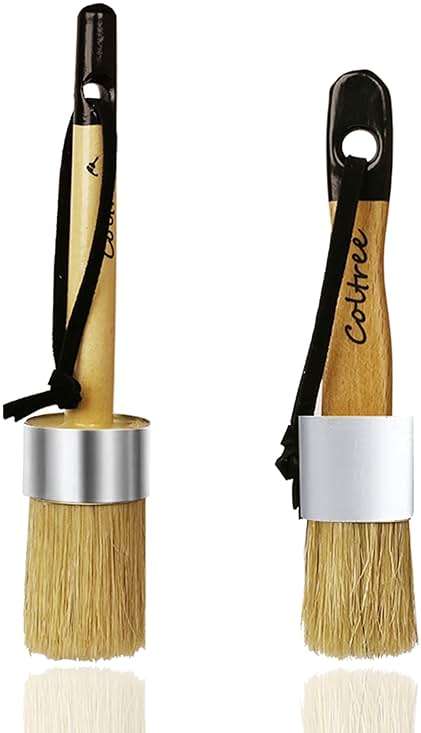 Coltree Chalk Paint Brushes for Furniture, 2 Pcs Boar Hair Bristles Round/Flat Wax Paint Brushes, Suitable for Chalk Paint and Wax - Image 4